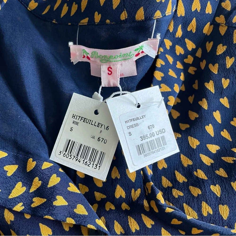 NWT Bonpoint $395 Navy Heart Dress Small Sample - Picture 8 of 11